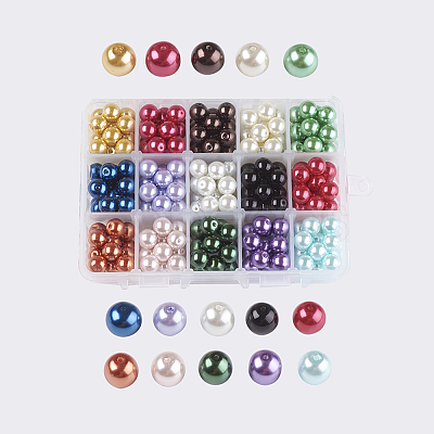 15 Color Glass Pearl Beads HY-X0008-10mm-1