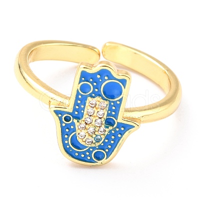 Adjustable Real 18K Gold Plated Brass Enamel Finger Rings RJEW-L071-24G-1