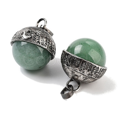 Natural Green Aventurine Sphere Pendants G-Q163-07AS-03-1