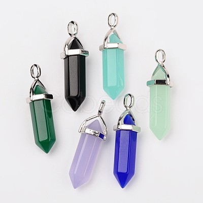 Bullet Imitation Jade Glass Pointed Pendants X-G-F295-01-1