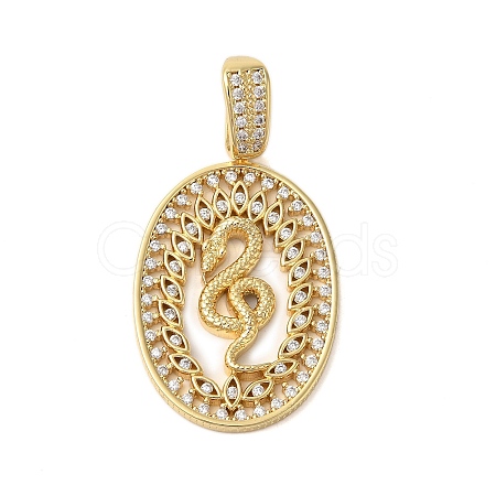 Rack Plating Brass Micro Pave Clear Cubic Zirconia Pendants KK-C067-09G-01-1