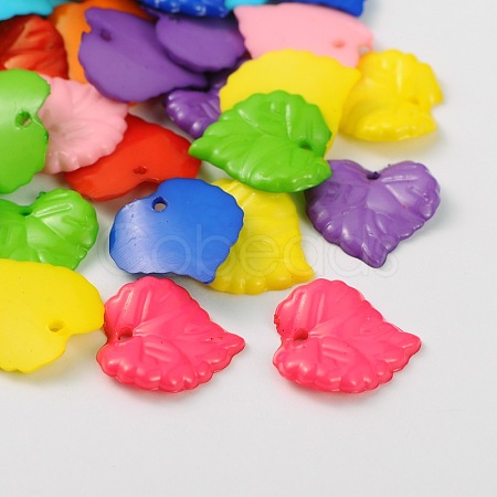 Mixed Color Acrylic Leaf Pendants for Chunky Necklace Jewelry X-SACR-R015-M-1