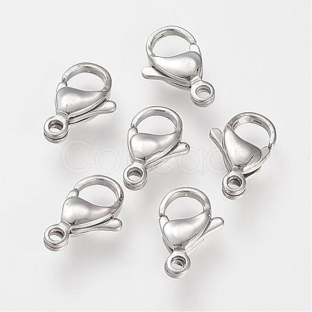 304 Stainless Steel Lobster Claw Clasps STAS-S066-12mm-15-1