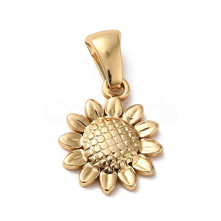 304 Stainless Steel Sunflower Charms STAS-L272-009G-1