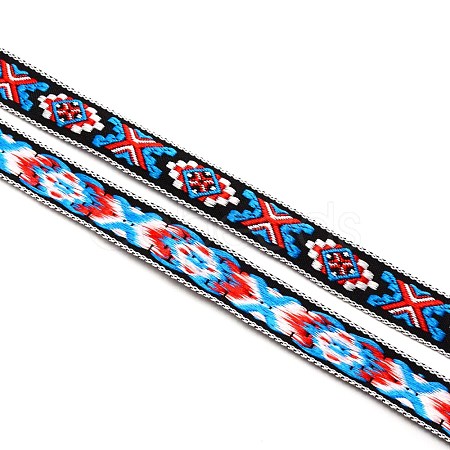 Ethnic Style Jacquard Polyester Ribbons SRIB-WH0016-03-1