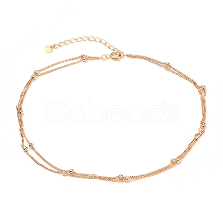 Brass Curb Chains Double Layer Necklaces NJEW-JN03122-1