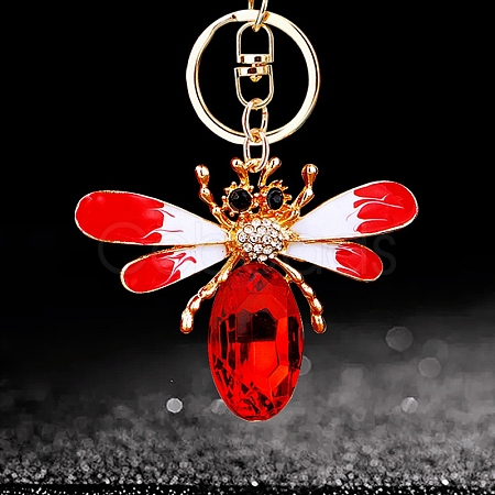 Alloy Rhinestone Dragonfly Keychain Cute Men and Women Bag Pendant Keychain PW-WG71D3A-01-1