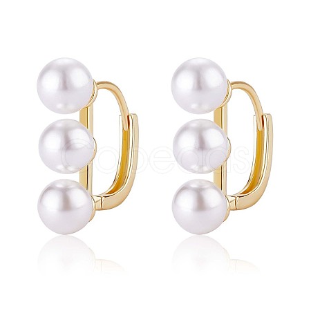 Triple Shell Pearl Beaded Hoop Earrings JE1001A-1