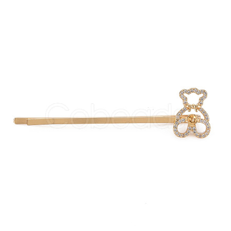 Brass Micro Pave Clear Cubic Zirconia Hair Bobby Pin Findings KK-S356-649-NF-1