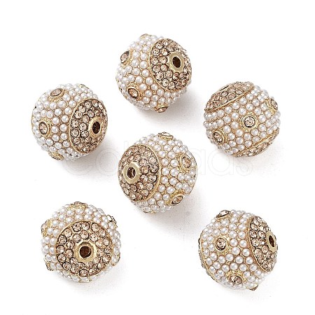 Golden Plated Alloy Rhinestone Beads FIND-E046-12G-1