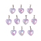 10Pcs Glass Pendants, with Platinum Brass Ice Pick Pinch Bails, Faceted, Heart, Lilac, 19x14x6.5mm, Hole: 4x3.5mm