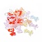 Transparent Acrylic Imitation Jelly Beads, Bowknot, Mixed Color, 22.5~25x31.5~33.5x5~7mm, Hole: 2.5mm