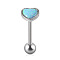 304 Stainless Steel with Synthetic Opal Tongue Rings, Heart, Stainless Steel Color, Sky Blue, 14mm, Pin: 1.6mm