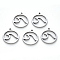 Non-Tarnish 304 Stainless Steel Pendants, Laser Cut, Round Ring with Wave, Stainless Steel Color, 17x15x1mm, Hole: 1mm