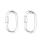 Rhodium Plated 925 Sterling Silver Locking Carabiner Clasps, Oval, Silver, 13.5x7x1.15mm