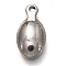 Non-Tarnish 304 Stainless Steel Charms, Oval, Stainless Steel Color, 1/2x1/4x1/8 inch(13.5x7.5x3.5mm), Hole: 1.2mm