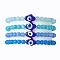 Cat Eye Beads Stretch Bracelets, Round, Blue, Inner Diameter: 2-1/4 inch(5.8cm), 4pcs/set