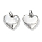 Brass Pave Natural Shell Heart Charms, Platinum, 15x15x4.5mm, Hole: 4.5x3mm