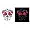 Halloween Theme Removable Temporary Water Proof Tattoos Paper Stickers, Sugar Skull, Hot Pink, 17x16cm