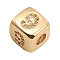 Brass Micro Pave Cubic Zirconia Beads, Cube with Number, Clear, Golden, Num.9, 8.5x8.5x8.5mm, Hole: 3.5mm