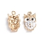 Alloy Enamel Pendants, Owl, Golden, White, 20x11x3.5mm, Hole: 1.6mm