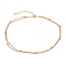 Brass Curb Chains Double Layer Necklaces, with Heart 304 Stainless Steel Charms, Brass Round Beads and Spring Ring Clasps, Real 18K Gold Plated, 13.97 inch(35.5cm), 1.3~2.6mm