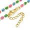 Brass Enamel Column Link Chain Necklaces, Real 18K Gold Plated, Lead Free & Cadmium Free & Nickel Free, Long-Lasting Plated, Colorful, 17.60~18.11 inch(44.7~46cm)