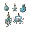 5Pcs Tibetan Style Alloy Pendants, with Jump Ring, Antique Bronze, Mixed Shapes, 15.5~31.5x12~24x2~4.5mm, Hole: 4mm