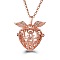 Rose Gold Angel Wing Alloy Cage Pendant Necklaces, Box Chain Necklaces