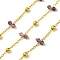 Handmade Faceted Natural Amethyst Beaded Chains, Soldered, with Spool, Long-Lasting Plated, Real 18K Gold Plated, Lead Free & Cadmium Free, Links: 9.5x2.5~3mm, Beads: 4mm