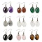 Rack Plating Oval Brass Dangle Earrings, with Natural & Synthetic Mixed Stone, Cadmium Free & Lead Free, 51x18mm