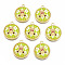 Resin Pendants, with Light Gold Plated Alloy, Cadmium Free & Nickel Free & Lead Free, Flat Round with Bear, Green Yellow, 18.5x16x5mm, Hole: 1.4mm