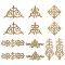 Nbeads 12Pcs 6 Styles Polyester Computerized Embroidery Iron on/Sew on Patches, Ethnic Style Metallic Thread Embroidery Appliques, with Adhesive Back, Floral & Triangle, Mixed Patterns, 70~200x80~203x1.5mm, 2pcs/style