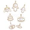 7Pcs 7 Styles Rack Plating Brass Micro Pave Clear Cubic Zirconia Charms ZIRC-SZ0004-87-1