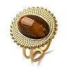 Oval Natural Tiger Eye Finger Rings RJEW-Q822-10G-1