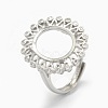 925 Sterling Silver Rhinestone Claw Finger Ring Components STER-E061-40P-5
