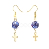 Resin Round Bead with Cross Dangle Earrings EJEW-JE05056-5