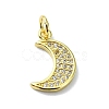 Moon Theme Brass Micro Pave Clear Cubic Zirconia Charms KK-H475-57G-06-1