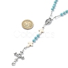 Synthetic Turquoise Rosary Bead Necklaces NJEW-TA00122-02-3