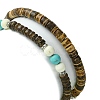 2Pcs 2 Style Synthetic Turquoise Round & Natural Coconut Disc Beaded Stretch Bracelets Set BJEW-JB09807-2