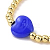 Enamel Evil Eye Heart & Brass Braided Bead Bracelet for Women KK-E033-18G-3