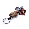 Natural Tiger Eye Nugget with Mixed Gemstone Chips Tassel Keychains KEYC-P012-02P-06-3