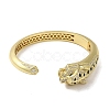 Brass Pave Clear & Green Cubic Zirconia Leopard Open Cuff Bangle for Women BJEW-K246-16G-2