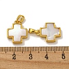 Rack Plating Brass Natural White Shell Pendants KK-U025-03G-01-3