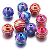 10Pcs UV Plating Colours Acrylic Beads OACR-S146-01F-1