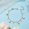 Iron with Shell Pearl Beads Anklet AJEW-AN00610-2