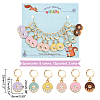 12Pcs 6 Colors Alloy Enamel Donut Charm Locking Stitch Markers HJEW-PH01684-2