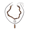 2Pcs 2 Style Natural Tiger Eye Bullet & Alloy Sun Pendant Necklaces Set NJEW-JN04514-03-3