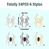 Pandahall 24Pcs 6 Color Glass Spider Pendant FIND-TA0003-07-4