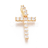 Golden Plated Brass Micro Pave Clear Cubic Zirconia Pendants ZIRC-L093-01T-1